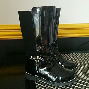 Little girls black dress boots
